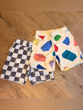 H&M ivory LEGO Print Multicolor and black white checkers shorts bundle